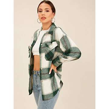 Stylish MakeMeChic Women's Plaid Shacket for Fall