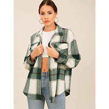 Stylish MakeMeChic Women's Plaid Shacket for Fall
