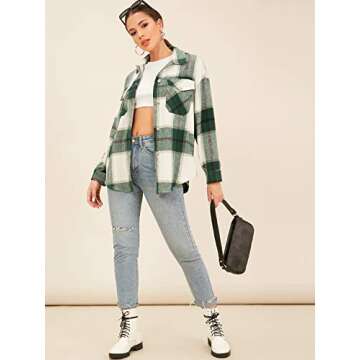 Stylish MakeMeChic Women's Plaid Shacket for Fall
