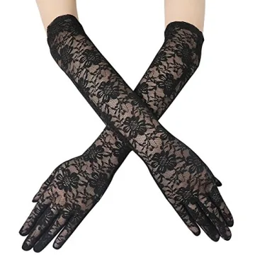 BABEYOND Elegant Lace Gloves for Women – Elbow Length Floral Wedding Accessories