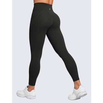 CRZ YOGA Butterluxe Womens Crossover Waist Workout Leggings with Pockets 25" - V Cross High Waist Gy...