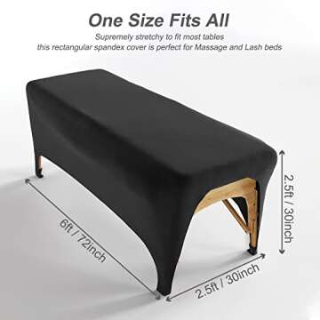 Louny&Douny Lash Extension Bed Cover Fitted SPA Bed or Message Salon Table with Cut-Out, Spandex Table Covers 6ft (2, Black)