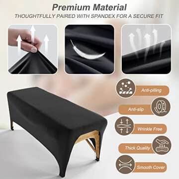 Louny&Douny Lash Extension Bed Cover Fitted SPA Bed or Message Salon Table with Cut-Out, Spandex Table Covers 6ft (2, Black)