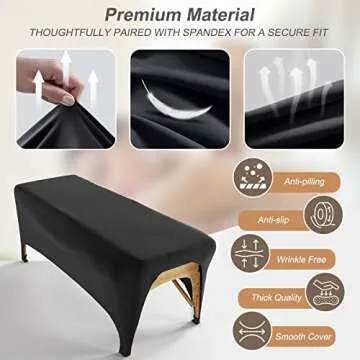 Louny&Douny Lash Extension Bed Cover Fitted SPA Bed or Message Salon Table with Cut-Out, Spandex Table Covers 6ft (2, Black)