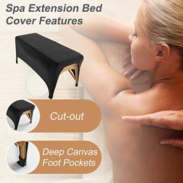 Louny&Douny Lash Extension Bed Cover Fitted SPA Bed or Message Salon Table with Cut-Out, Spandex Table Covers 6ft (2, Black)