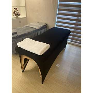 Louny&Douny Lash Extension Bed Cover Fitted SPA Bed or Message Salon Table with Cut-Out, Spandex Table Covers 6ft (2, Black)