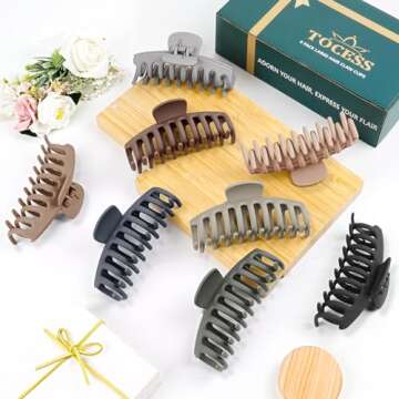 TOCESS Hair Claw Clips for Women – Large Clips for Thin Thick Hair Big Neutral Claw Clips for Curl...