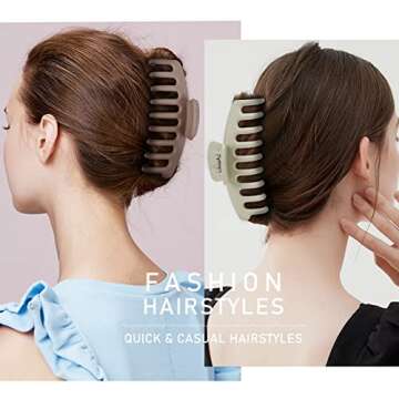 TOCESS Hair Claw Clips for Women – Large Clips for Thin Thick Hair Big Neutral Claw Clips for Curly Hair Matte Nonslip Strong Hold 4.33 Inch Jumbo Claws Jaw Clips Set (8 Pcs)