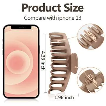 TOCESS Hair Claw Clips for Women – Large Clips for Thin Thick Hair Big Neutral Claw Clips for Curly Hair Matte Nonslip Strong Hold 4.33 Inch Jumbo Claws Jaw Clips Set (8 Pcs)