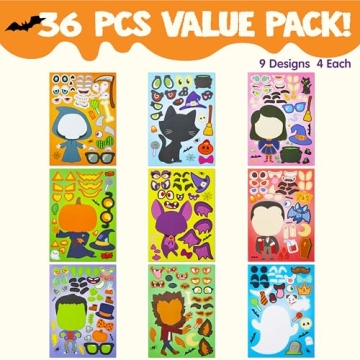 Halloween DIY Craft Stickers for Kids 36 PCS Party Favors