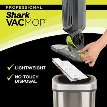 Shark VM252P10 VACMOP Pro Cordless Hard Floor Vacuum Mop with LED Headlights, 12 Disposable Pads & 12 oz. Cleaning Solution, Charcoal Gray