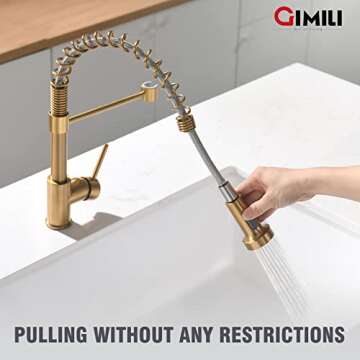 GIMILI Gold Kitchen Faucet with Pull Down Sprayer for Modern Kitchens