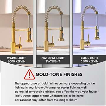 GIMILI Gold Kitchen Faucet with Pull Down Sprayer for Modern Kitchens