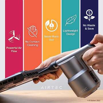 IT Dusters AirTec Ultra Electric Air Duster Blower for PC, Laptop, Console, Electronics and Home Cleaning, Environmental Alternative to Spray air can Duster Keyboard Cleaner (Type 3)