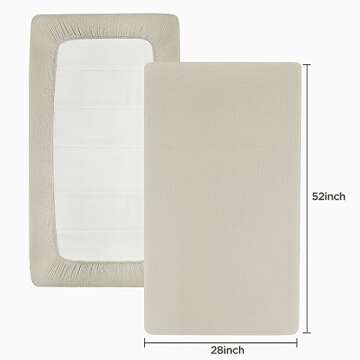 UBBCARE Muslin Crib Sheets for Boys and Girls, 28 X 52 Inches Cotton Fitted Baby Crib Sheet for Standard Crib and Toddler Mattresses, Ultra-Soft and Hypoallergenic Neutral Nursery Sheets - Shadow