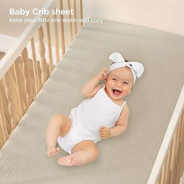 UBBCARE Muslin Crib Sheets for Boys and Girls, 28 X 52 Inches Cotton Fitted Baby Crib Sheet for Standard Crib and Toddler Mattresses, Ultra-Soft and Hypoallergenic Neutral Nursery Sheets - Shadow