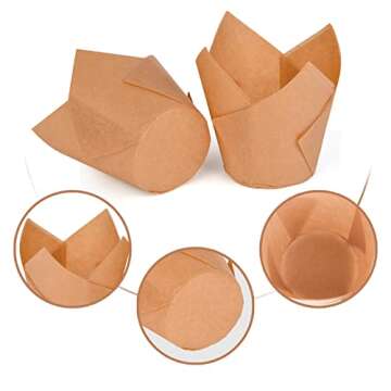 200Pcs Tulip Cupcake Liners Muffin Baking Liners Holders Premium Baking Cups Cupcake Wrappers Christmas Cupcake Lliners for Weddings, Birthdays, Anniversaries, and Special Occasions（Natural）