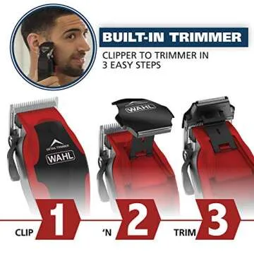 Wahl USA Clip ‘N Trim 2 in 1 Corded Hair Clipper with Pop Up Trimmer Kit, The Perfect Hair Clippers for Men’s Haircuts and Long Beard Touch Up Grooming – 79900-1501P