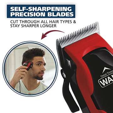 Wahl USA Clip ‘N Trim 2 in 1 Corded Hair Clipper with Pop Up Trimmer Kit, The Perfect Hair Clippers for Men’s Haircuts and Long Beard Touch Up Grooming – 79900-1501P
