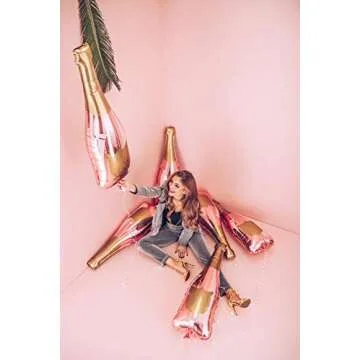 Rose Gold Champagne Bottle Balloon for Special Celebrations