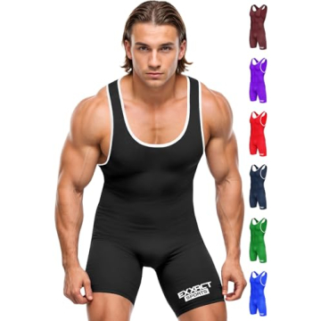 Exxact Sports Plain Men's Wrestling Singlet, High Performance Powerlifting Singlet Wrestling Singlet...