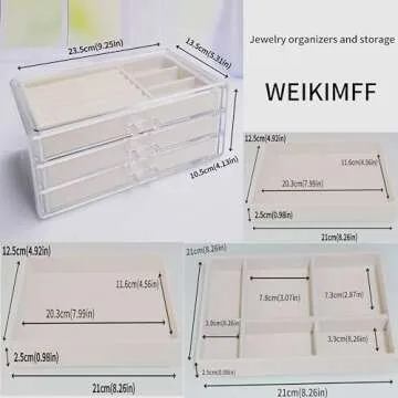 Clear Acrylic Jewelry Organizer with 3 Drawers, Acrylic Jewelry Box Organizer Can Be Stacked,Acrylic Earring Organizer for Storing Earrings Rings Necklaces,Clear Acrylic Jewelry Box for Women