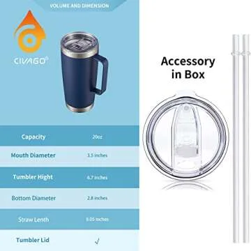CIVAGO Insulated Travel Coffee Mug with Lid and Straw