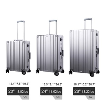 TRAVELKING Aluminum Carry On Luggage with TSA Lock