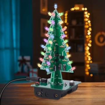 IS Christmas Tree Soldering Project, Icstation 3D Xmas Tree Soldering Kit with LED Flashing Lights S...
