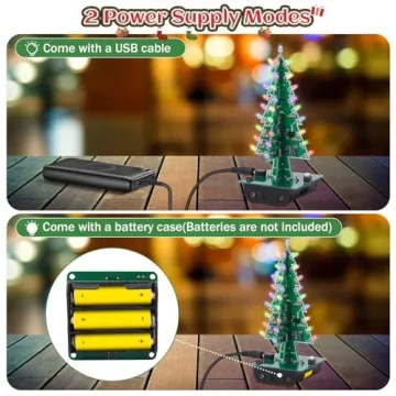ICstation 3D Christmas Tree Soldering Kit for All Ages