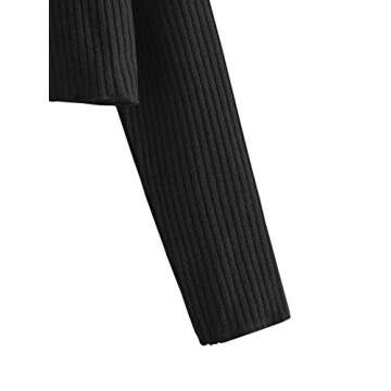 SweatyRocks Women's Casual Solid Ribbed Knit Raglan Long Sleeve Crop Top T Shirt Black S