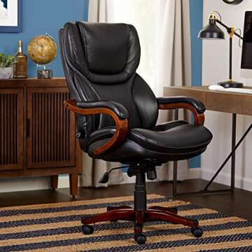 Serta Big and Tall Executive Office Chair with Wood Accents, Adjustable High Back Ergonomic Computer...