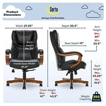 Serta Big and Tall Executive Chair with Lumbar Support