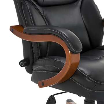 Serta Big and Tall Executive Office Chair with Wood Accents, Adjustable High Back Ergonomic Computer Chair with Lumbar Support, Bonded Leather, Black