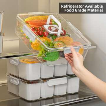 JOYZAN Divided Serving Tray with Lid and Handle - 2 Packs, Snackle Box Charcuterie Container 8 Compa...