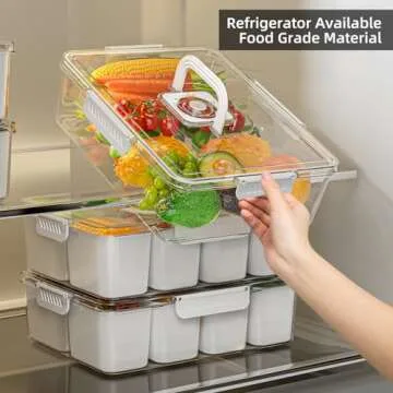 JOYZAN Divided Serving Tray with Lid and Handle - 2 Packs, Snackle Box Charcuterie Container 8 Compa...