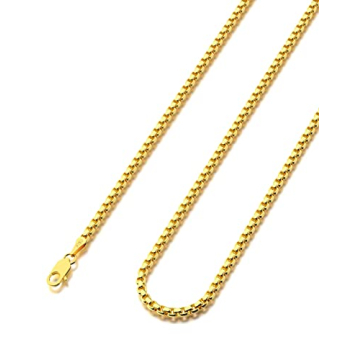 Waitsoul 925 Sterling Silver Box Chain Lobster Clasp 2mm Gold Chain for Women Men Gold Necklace Chai...