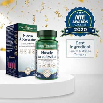 Purity Products Muscle Accelerator 650 mg Patented & Clinically Tested Muscle Accelerator Blend of Ayurvedic Herbal Extracts Promotes Strength, Endurance + Muscle Growth - 60 Veg Caps