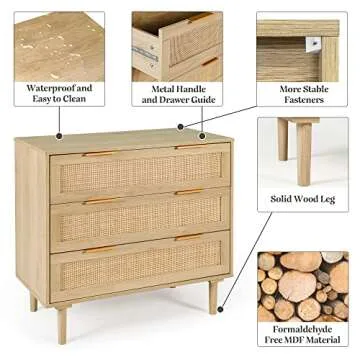 HOPUBUY 3 Drawer Dresser Set for Stylish Storage Solutions