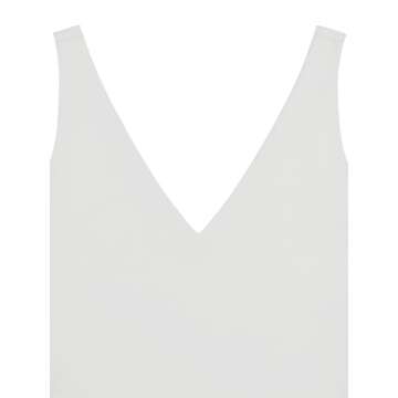 REORIA Women's Summer Sexy Plunge Deep V Neck Double Lined Sleeveless Backless Slim Fitted Cami Camisole Going Out Cropped Tank Top Trendy Basic Crop Tops White X-Large
