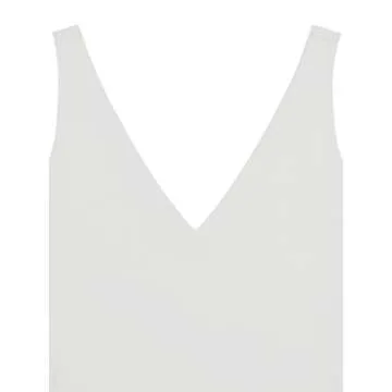 REORIA Women's Summer Sexy Plunge Deep V Neck Double Lined Sleeveless Backless Slim Fitted Cami Camisole Going Out Cropped Tank Top Trendy Basic Crop Tops White X-Large