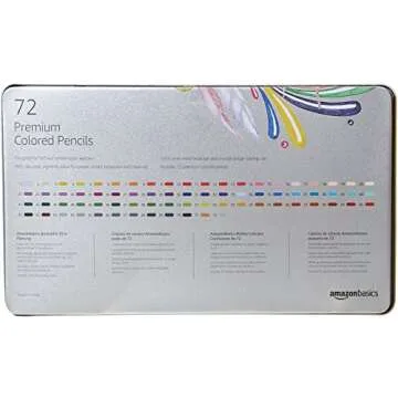 Amazon Basics Premium Colored Pencils 72 Count, Soft Core, Multicolor, Back to School Supplies (Pack of 1)