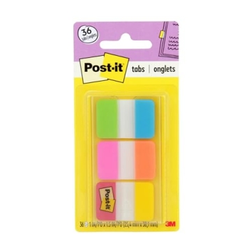 Post-it Tabs - Colorful Organization with Writable Surface, 36 Tabs in Dispenser