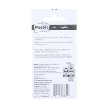 Post-it Tabs for Colorful Organization, 36 Tabs - Durable & Writable