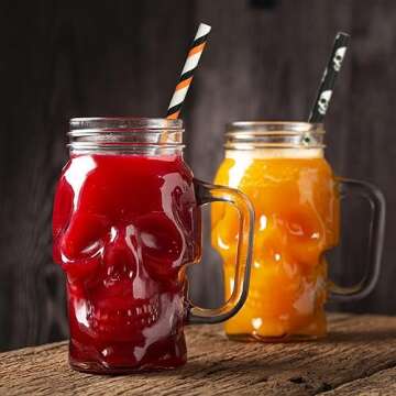 ALINK 100 Counts Halloween Paper Straws, 10 Styles Black White Orange Purple Biodegradable Party Drinking Straws with Stripe, Wave, Dots, Skull Head, Ghost, Bats, Pumpkin, Spider Design