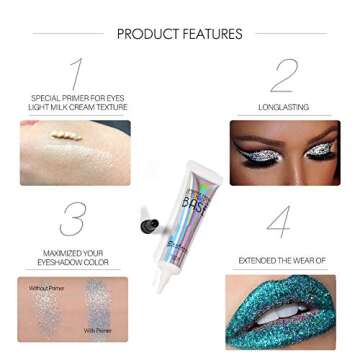 Angmile Eye Primer Eyeshadow Base Waterproof Long Lasting for Any Shadow Makeup Setting Cream