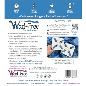 Wad-Free Bed Sheet Detangler Reduces Laundry Tangles - As Seen on Shark Tank, Made in USA