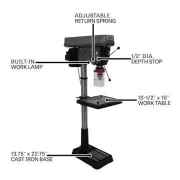 JET 20-Inch Floor Drill Press, 12 Speed, 1-1/2 HP, 115/230V 1Ph (Model JDP-20MF)