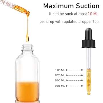Bumobum 2 pack Dropper Bottle 2 oz, Clear Glass Eye Dropper Bottles for Essential Oils with Labels a...