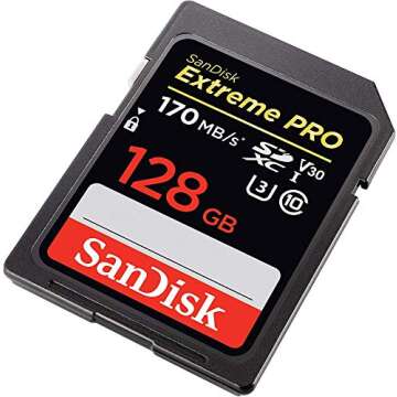 SanDisk 128GB SDXC SD Extreme Pro Memory Card Works with Canon EOS R, RP, M, M10 Mirrorless Camera Class 10 UHS-I (SDSDXXY-128G-GN4IN) Bundle with (1) Everything But Stromboli Multi Slot Card Reader